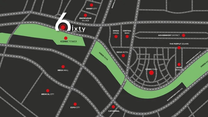 بمساحة 90 متر عيادات للبيع في سيكستي ايكونيك تاور