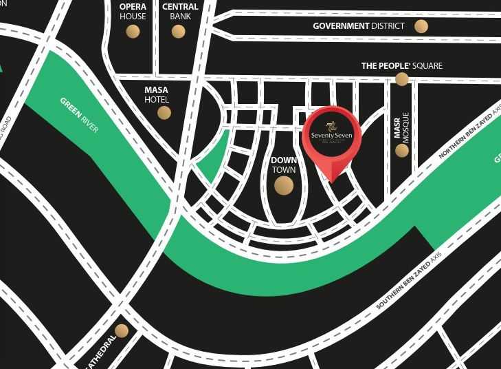 للبيع بالتقسيط عيادة 100 متر في مول 77 بيزنس كومبلكس العاصمة