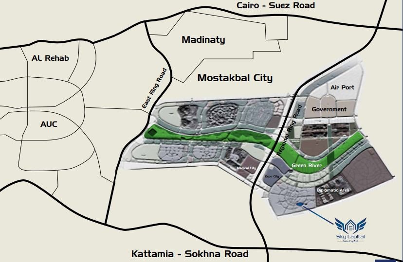 بالعاصمة الجديدة احجز شقتك بمشروع سكاي كابيتال فيو بمساحة 205 متر