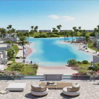 بسعر مغري شاليه 115م بقرية ايفيا ماونتن فيو الساحل الشمالي فيو رائع