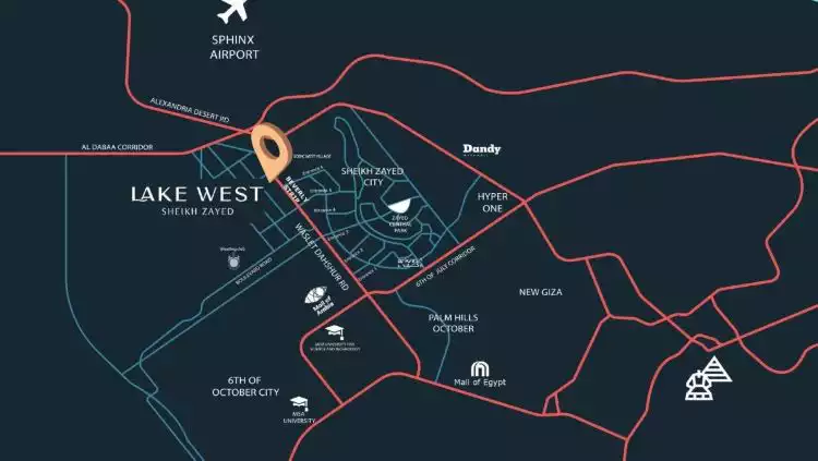 اميز تاون هاوس للبيع بكمبوند ليك ويست الشيخ زايد بمساحة 265 متر